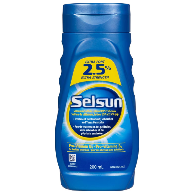 Selsun - Extra Strength 2.5% Selenium Sulfide Lotion - Treatment for Dandruff, Seborrhea, and Tinea Versicolor - with Pro-Vitamin B5 | 200 ml