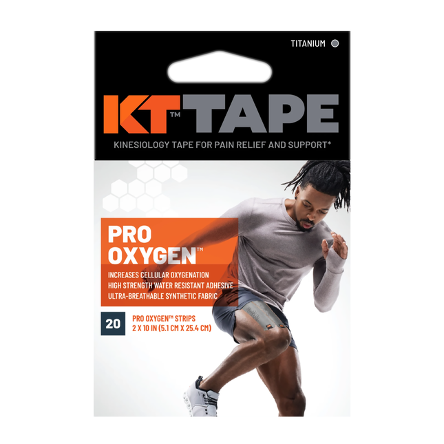 KT Tape - Pro Oxygen 2 x 10 IN Bandage Strips - Titanium | 20 Strips