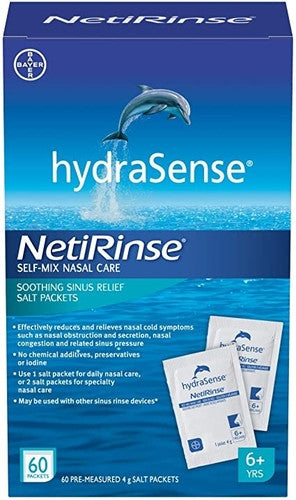 HydraSense - NetiRinse Self-mix Nasal Care - Soothing Sinus Relief Salty Packs | 60 Salt Packets X 4 g