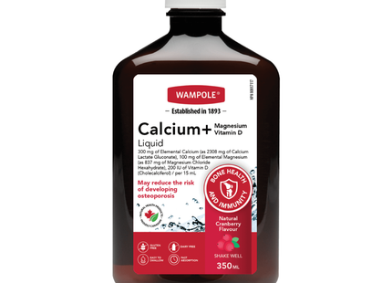 Wampole - Calcium et Magnésium avec Vitamine D Canneberge | 350 ml