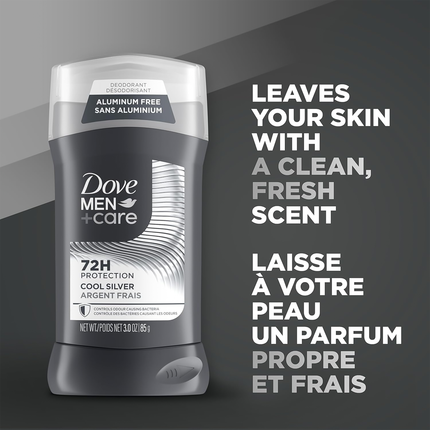 Dove - Men+Care 72H Deodorant Odor Protection Aluminum Free, Cool Silver | 85 g