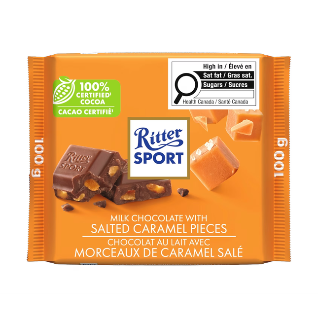 RITTER SPORT CHOCOLAT AU LAIT CARAMEL EN MORCEAUX 100G