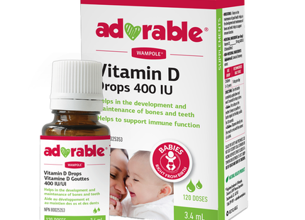 Wampole - Adorable Vitamin D Drops 400 IU, 0-13 years old | 3.4 mL