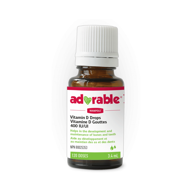 Wampole - Adorable Vitamin D Drops 400 IU, 0-13 years old | 3.4 mL