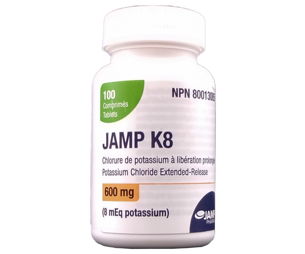 Jamp - K8 Potassium Chloride 600 mg Extended-Release | 100 Tablets ...