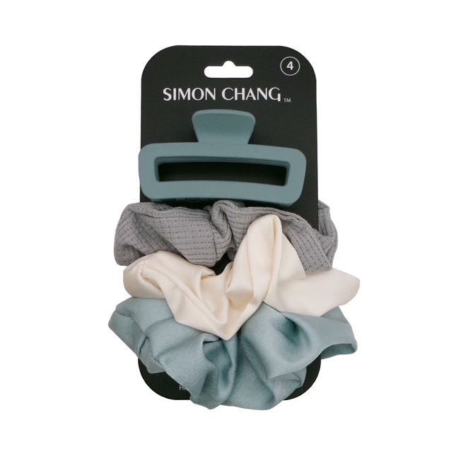 Simon Chang - Hair Claw Clip & Scrunchies | 4 Pieces