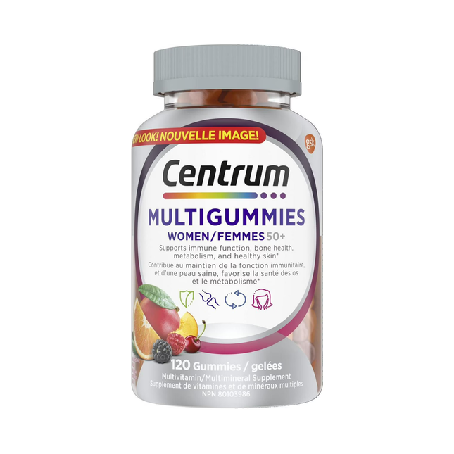 Centrum - Women's 50 + MultiGummies - Multivitamin/Multimineral Supplement - Tropical Mixed Berry & Orange Flavour | 120 Gummies