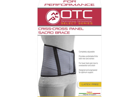 OTC - Orthèse sacrée élastique de 10 po (motif croisé) grise