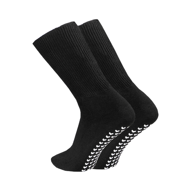 TRUFORM - Traction-Grip Socks X-Wide Stretch, Black | One Size