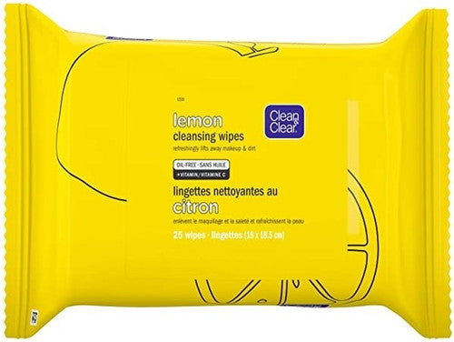 Clean & Clear - Lemon Cleansing Wipes - Oil Free + Vitamin C | 25 Wipes