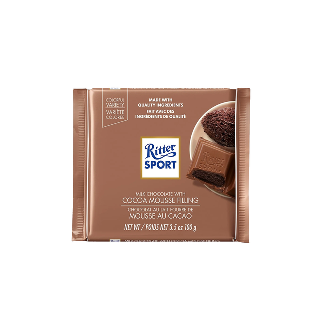 Ritter Sport - Barre de chocolat au lait fourrée à la mousse de cacao | 100g