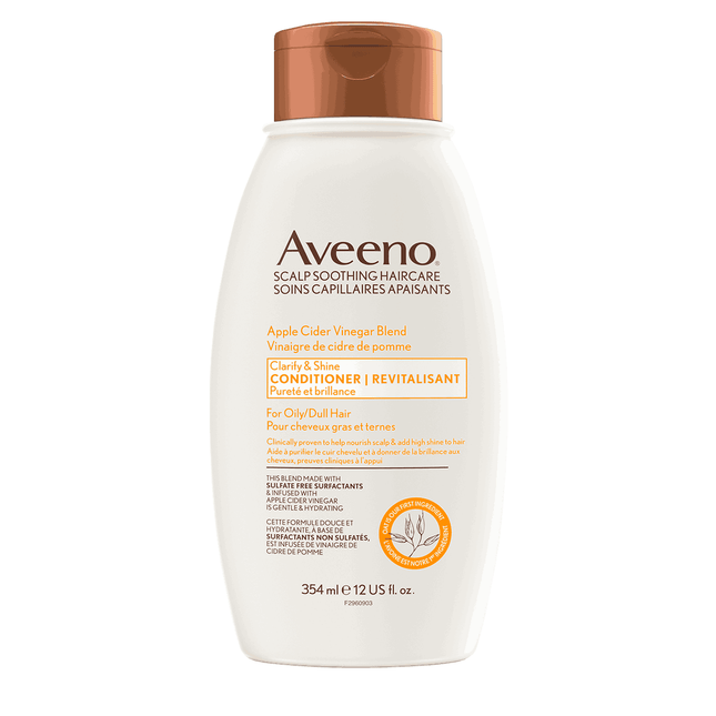 Aveeno - Après-shampoing clarifiant et brillant - Mélange de vinaigre de cidre de pomme | 354 ml
