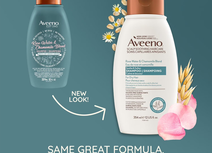 Aveeno - Shampooing mélange à l'eau de rose et à la camomille pour cheveux secs | 354 ml