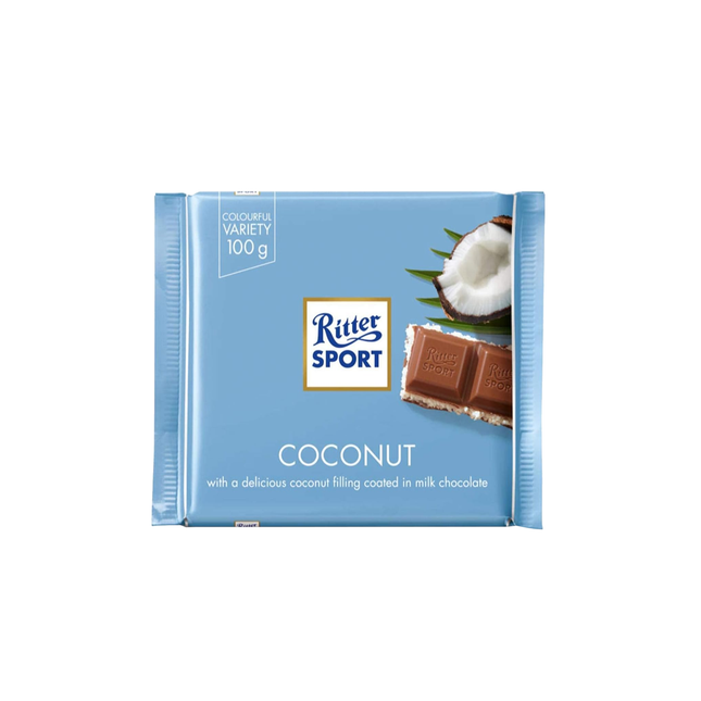 Ritter Sport - Barre de chocolat au lait fourrée à la noix de coco | 100g