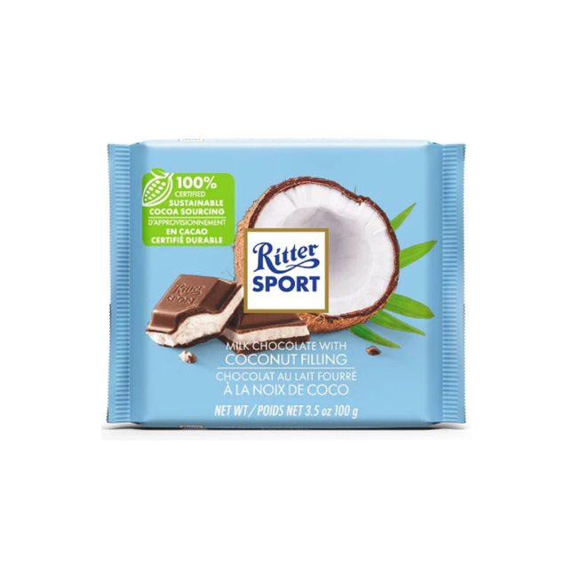 Ritter Sport - Barre de chocolat au lait fourrée à la noix de coco | 100g