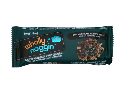 Wholly Noggin - Multi-Vitamin Protein Bar, Dark Chocolate Walnut Blueberry | 45 g
