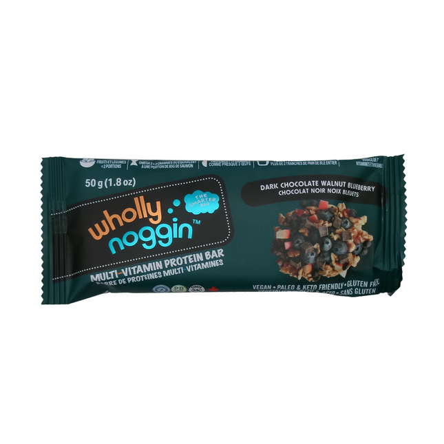 Wholly Noggin - Multi-Vitamin Protein Bar, Dark Chocolate Walnut Blueberry | 45 g