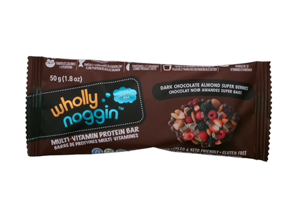 Wholly Noggin - Multi-Vitamin Protein Bar, Dark Chocolate Almond Super Berries | 45 g