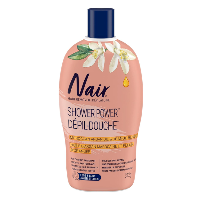 Nair Hair Remover Shower Power Cream à l'huile d'argan marocaine et à la fleur d'oranger - Jambes et corps | 312g