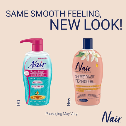 Nair - Crème Dépilatoire Douche, Huile d'Argan du Maroc et Fleur d'Oranger | 312 g