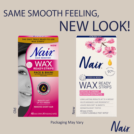 Nair - Hair Remover Wax Ready-Strips - Face & Bikini | 40 Wax Strips
