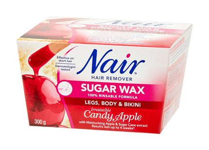 Nair - Hair Remover Sugar Wax with Moisturizing Apple & Sugar Cane Extract - Legs, Body & Bikini | 300g
