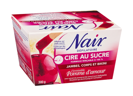 Nair - Cire dépilatoire au sucre pour les jambes, le corps et le maillot - Pomme d'amour | 300 g