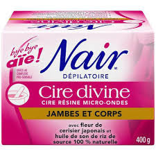 Nair Hair Remover Cire Divine - No Strip Resin Wax - Legs & Body with Rice Oil & Cherry Blossom | 400g