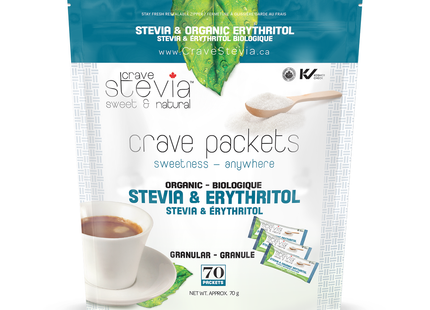 Crave Stevia - Stevia & Erythritol | 70 Packets
