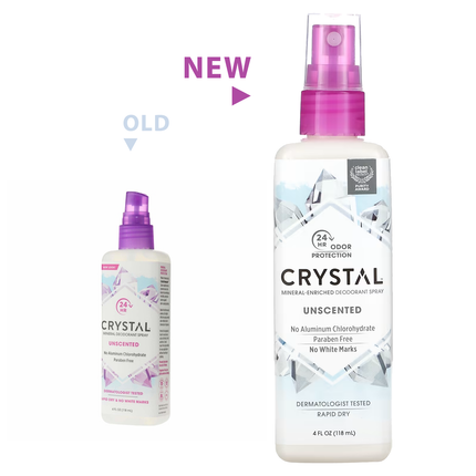 Crystal - Déodorant en spray enrichi en minéraux, non parfumé | 118 ml