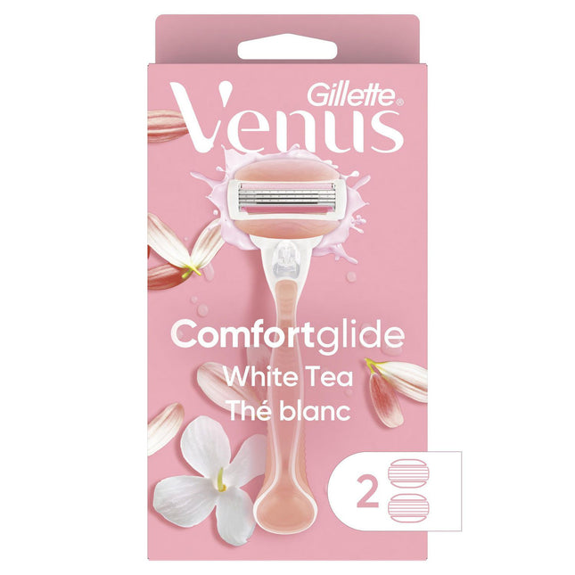 Gillette - Rasoir à thé blanc Venus Comfort Glide | 2 Cartouches + 1 Rasoir