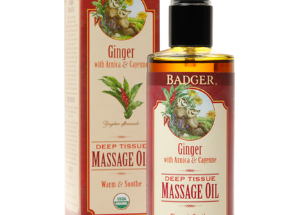 Badger - Ginger With Arnica & Cayenne - Deep Tissue Massage Oil | 118ml