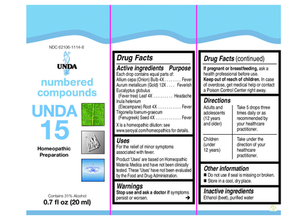 UNDA - Homeopathic Preparation #15 | 20 mL
