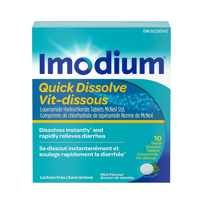 Imodium - Comprimés à dissolution rapide pour le soulagement de la diarrhée 2 mg - Adultes | 10 comprimés