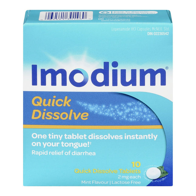 Imodium - Comprimés à dissolution rapide pour le soulagement de la diarrhée 2 mg - Adultes | 10 comprimés
