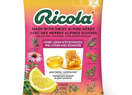 Ricola - Soothing Relief Lozenges - Honey Lemon & Echinacea | 19 Lozenges