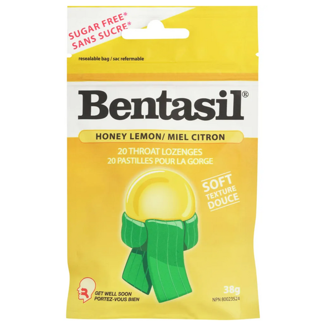 Bentasil - Pastilles pour la gorge au miel et au citron | 20 unités