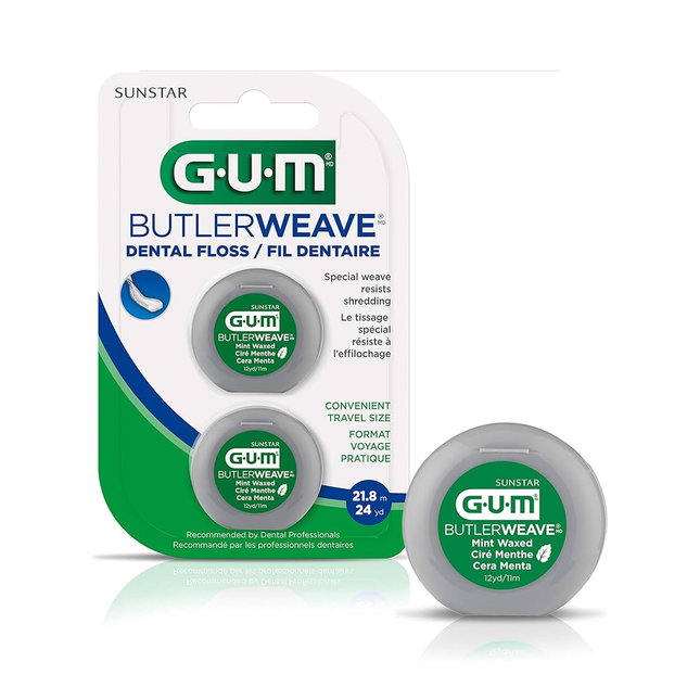 GUM - Fil dentaire Butlerweave | 2 conteneurs de fil dentaire