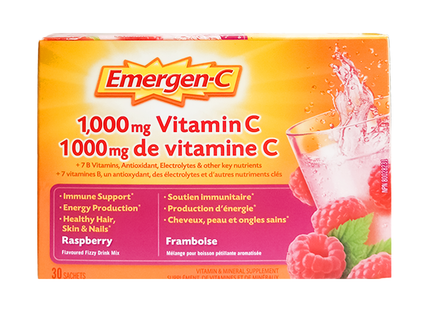 Emergen-C 1000mg Vitamin C, Raspberry | 30 Sachets