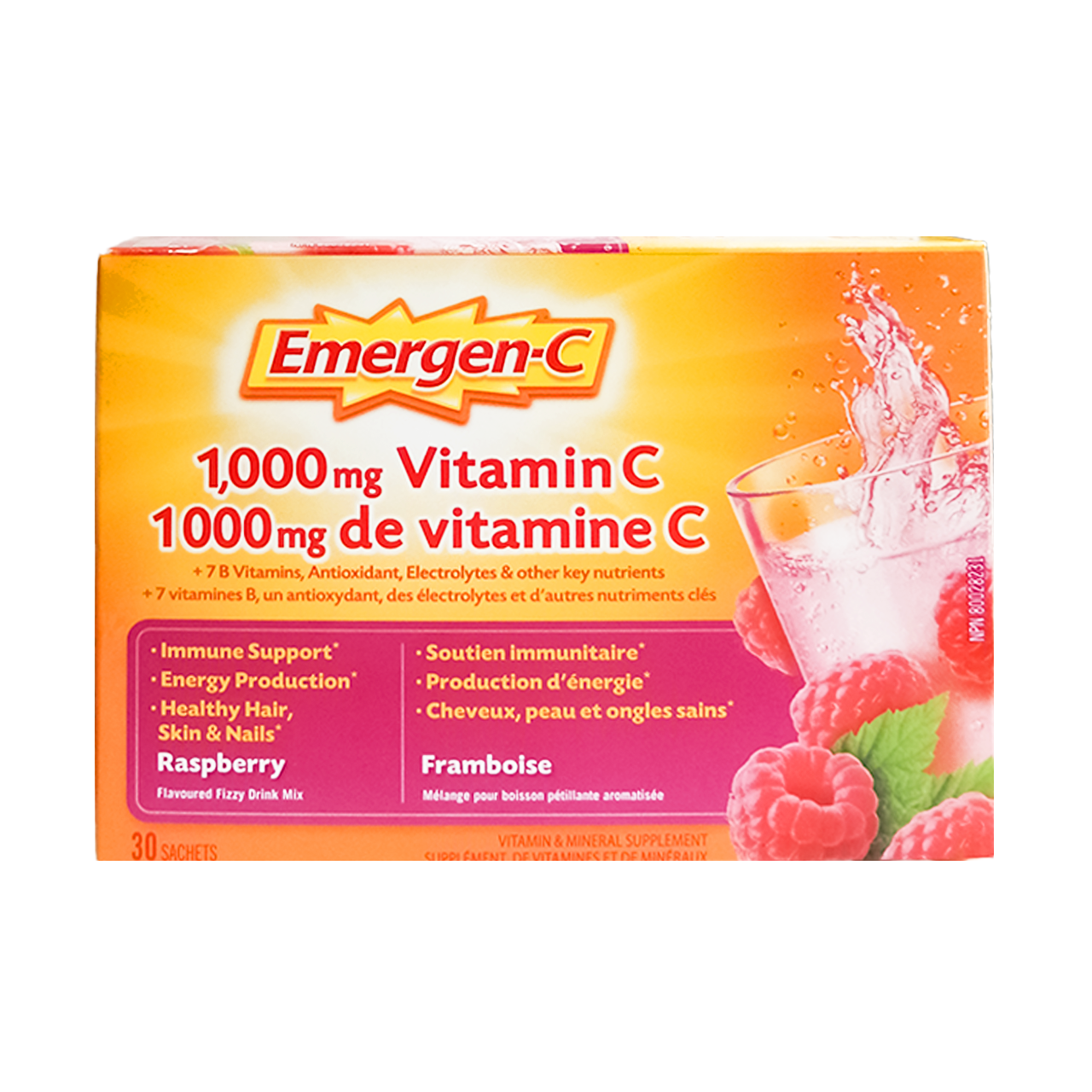 Emergen Emergen-C 1000mg Vitamin C, Raspberry | 30 Sachets – White Cross E-Store