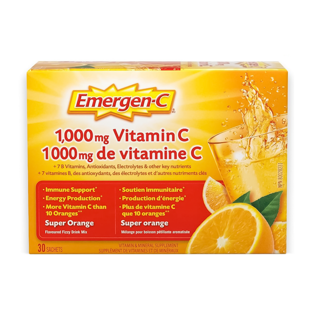Emergen-C - Vitamin C Super Orange Flavoured Fizzy Drink Mix | 30 Sachets