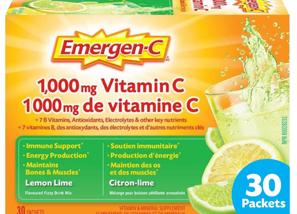 Emergen-C - Vitamin C Lemon Lime Flavoured Fizzy Drink Mix | 30 Sachets