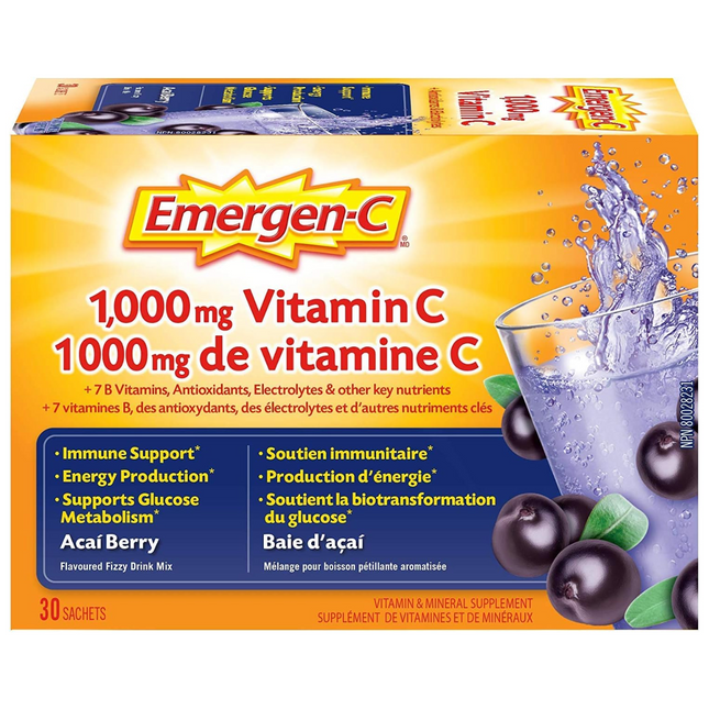 Emergen-C - Mélange pour boissons gazeuses aromatisées aux baies de vitamine C | 30 sachets