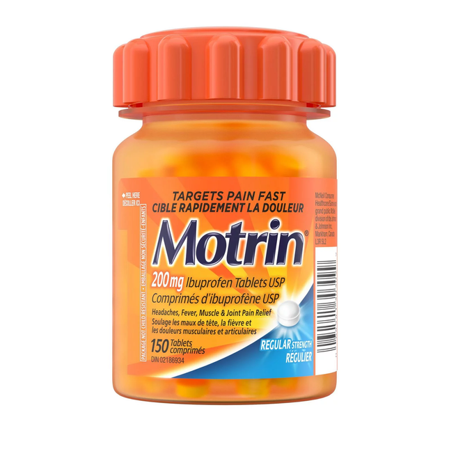 Motrin - Comprimés d'ibuprofène USP 200 mg, concentration régulière | 150 comprimés