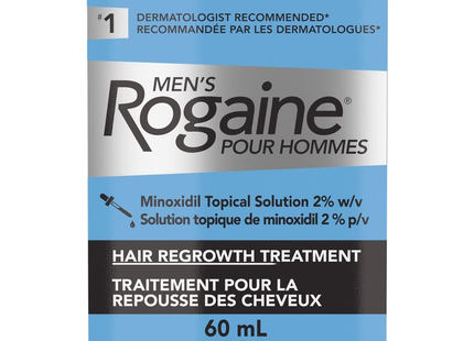 Rogaine pour hommes - Solution topique de minoxidil 2 % p/v - Traitement de repousse des cheveux - 1 mois d'approvisionnement | 60 ml