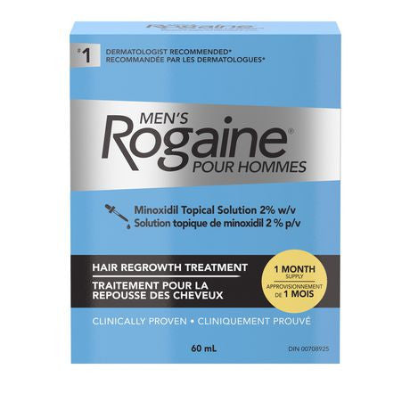 Rogaine pour hommes - Solution topique de minoxidil 2 % p/v - Traitement de repousse des cheveux - 1 mois d'approvisionnement | 60 ml