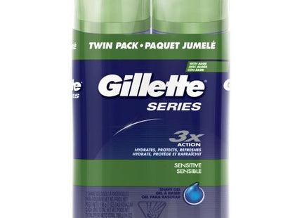 Gillette - 3x Action Shave Gel - for Sensitive Skin with Aloe - Twin Pack | 198 g X 2