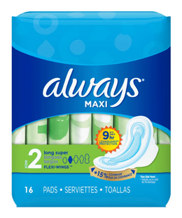 Always Maxi Pads - Long Super - Size 2 | 16 Pads