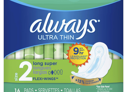 Always - Ultra Thin Pads - Long Super - Size 2 | 16 Pads
