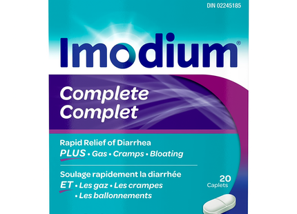 Imodium - Complete Rapid Relief of Diarrhea Plus Gas, Cramps, & Bloating | 20 Caplets